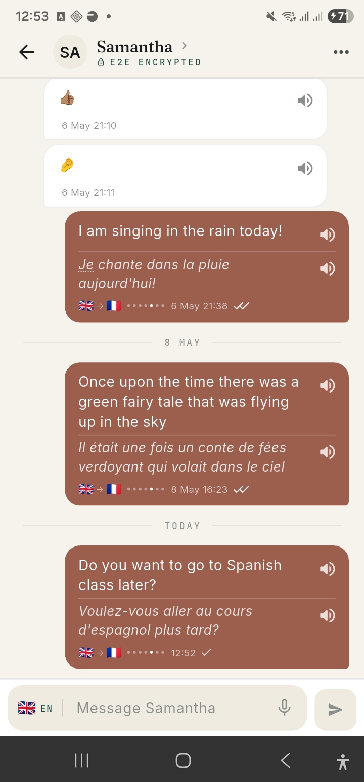 Conversation translated to French