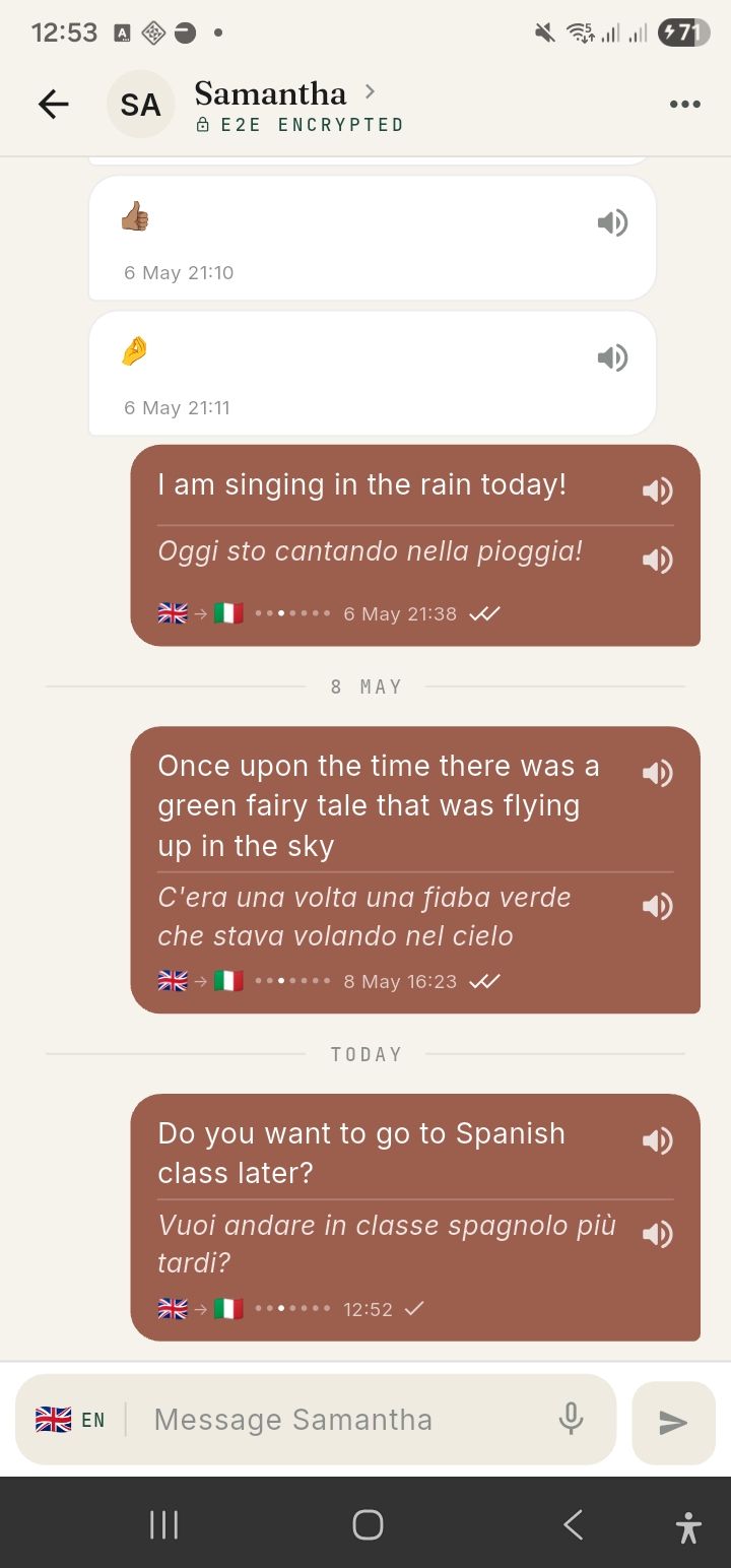 Conversation translated to Italian