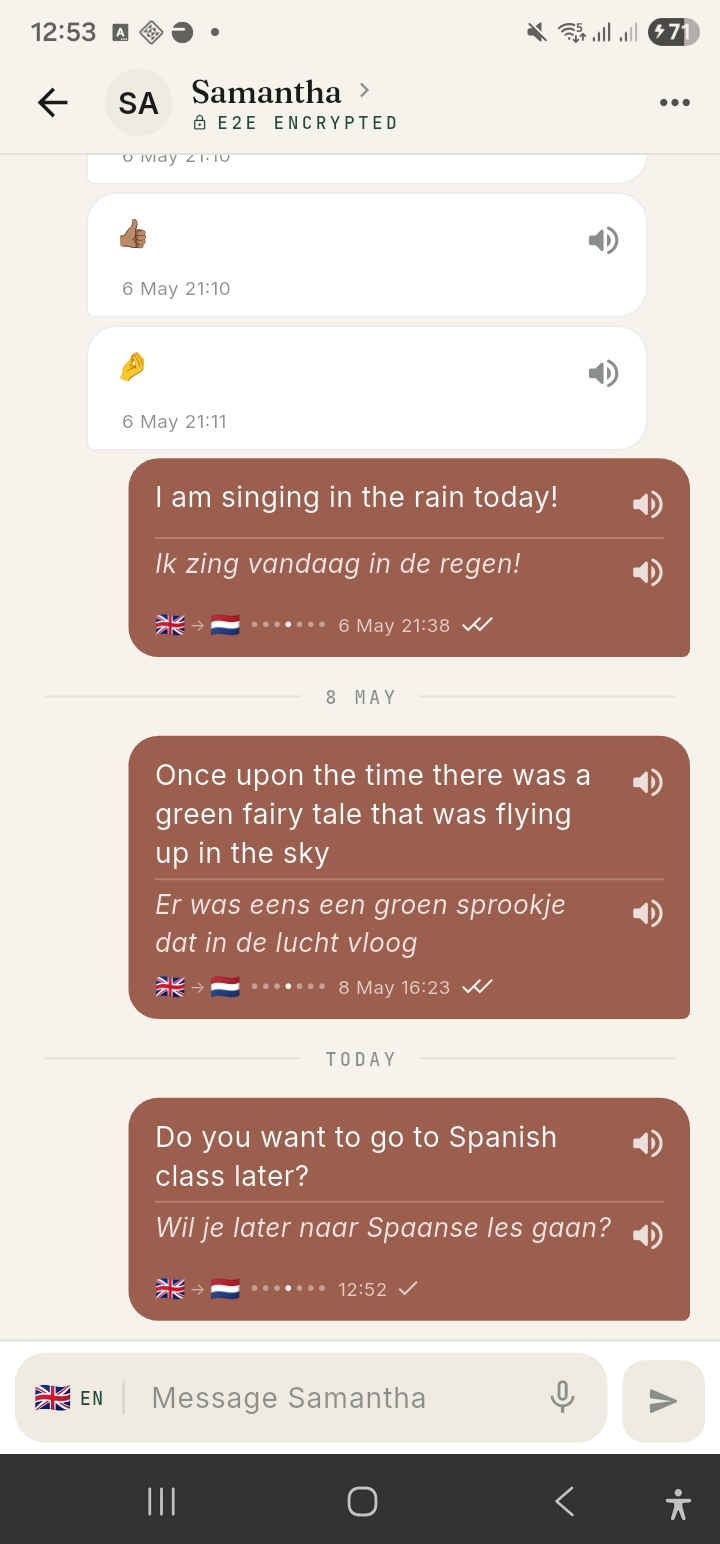 Conversation translated to Dutch