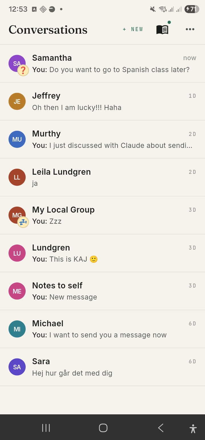 Conversations list with mixed languages